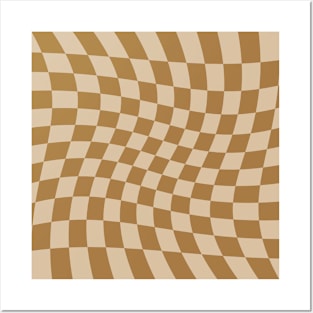 Twisted Checkered Square Pattern - Brown Tones Posters and Art